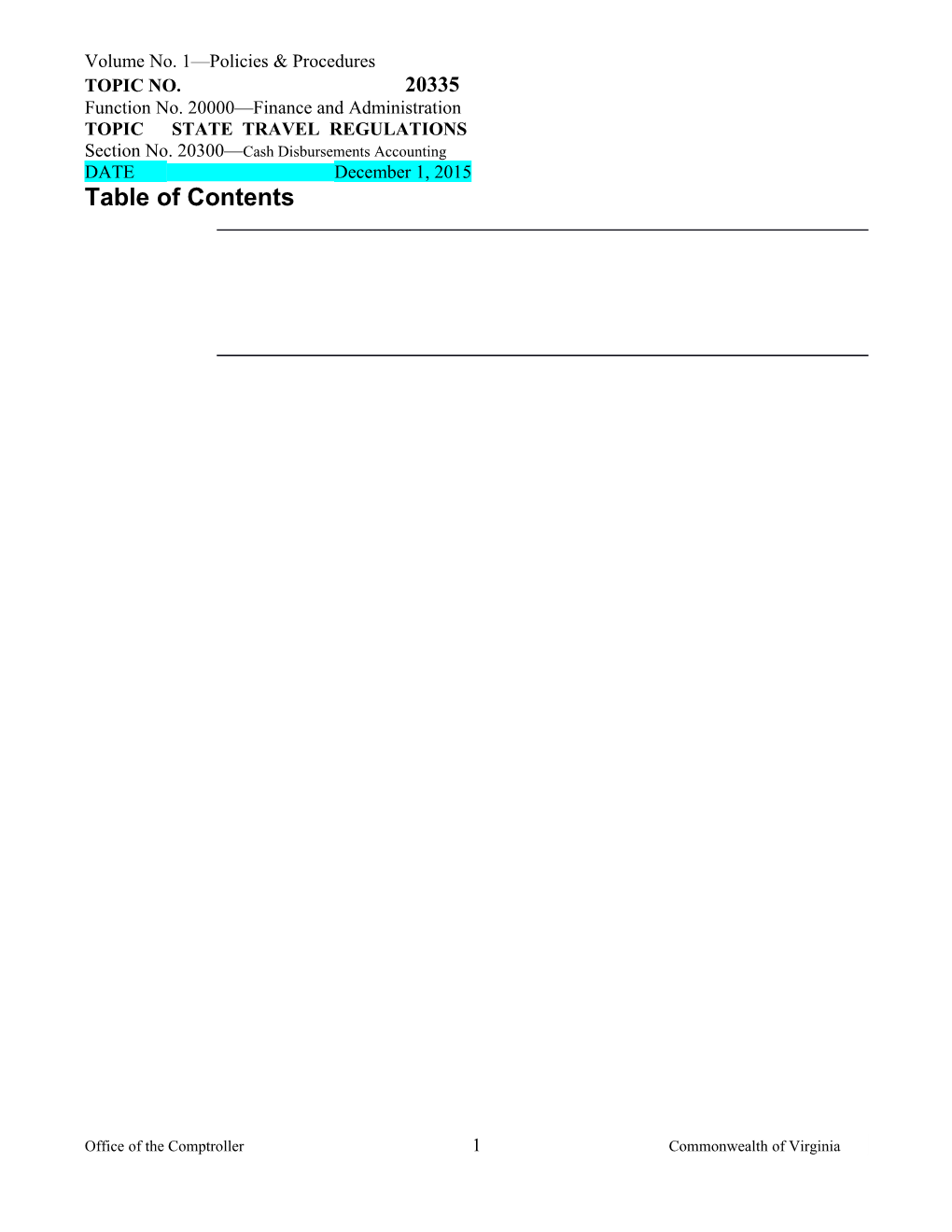 CAPP Manual - 20335 - Cash Disbursements Accounting, State Travel Regulations s1