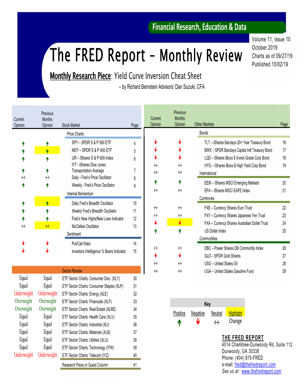 Monthly Review Published 10/02/19 Monthly Research Piece: Yield Curve Inversion Cheat Sheet – by Richard Bernstein Advisors’ Dan Suzuki, CFA