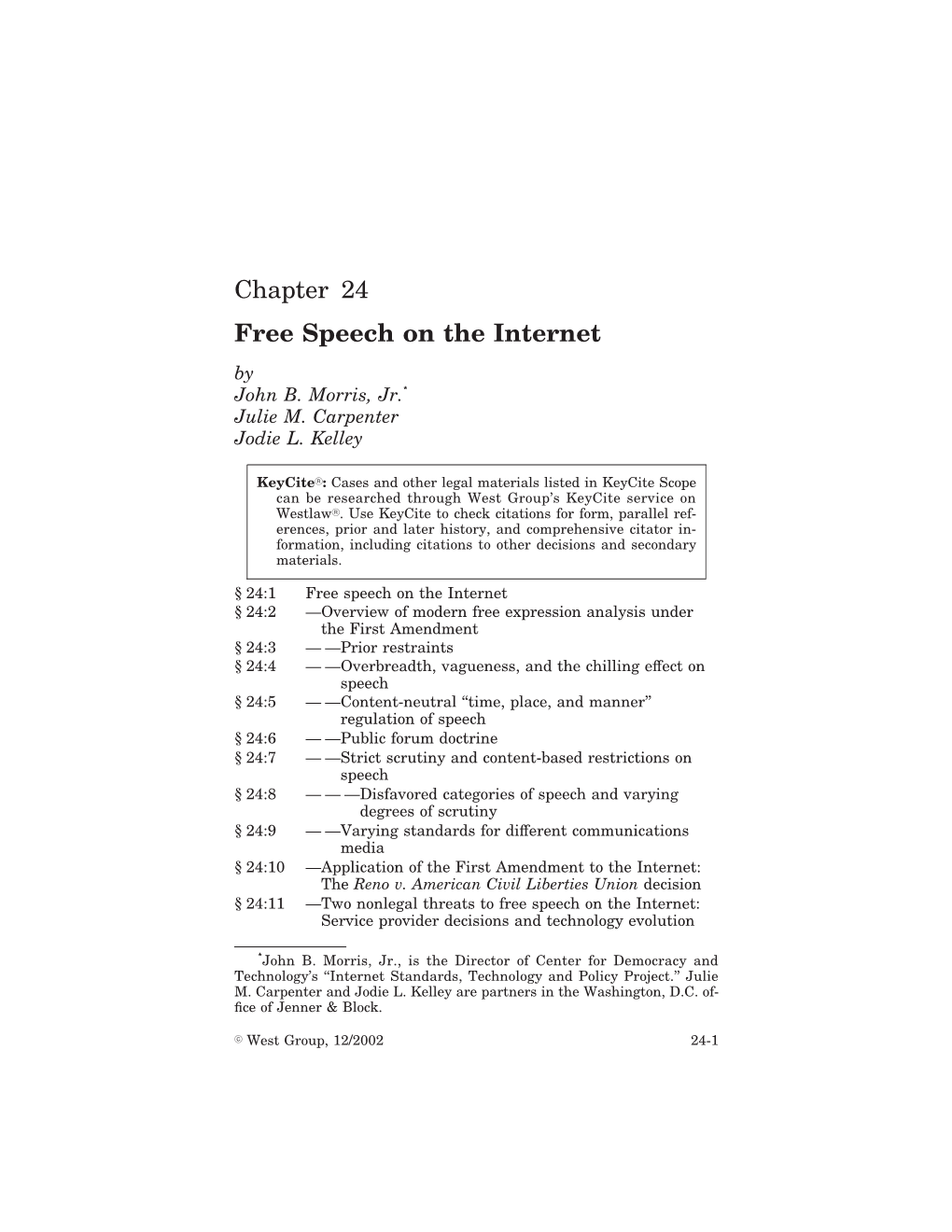 Free Speech on the Internet by John B