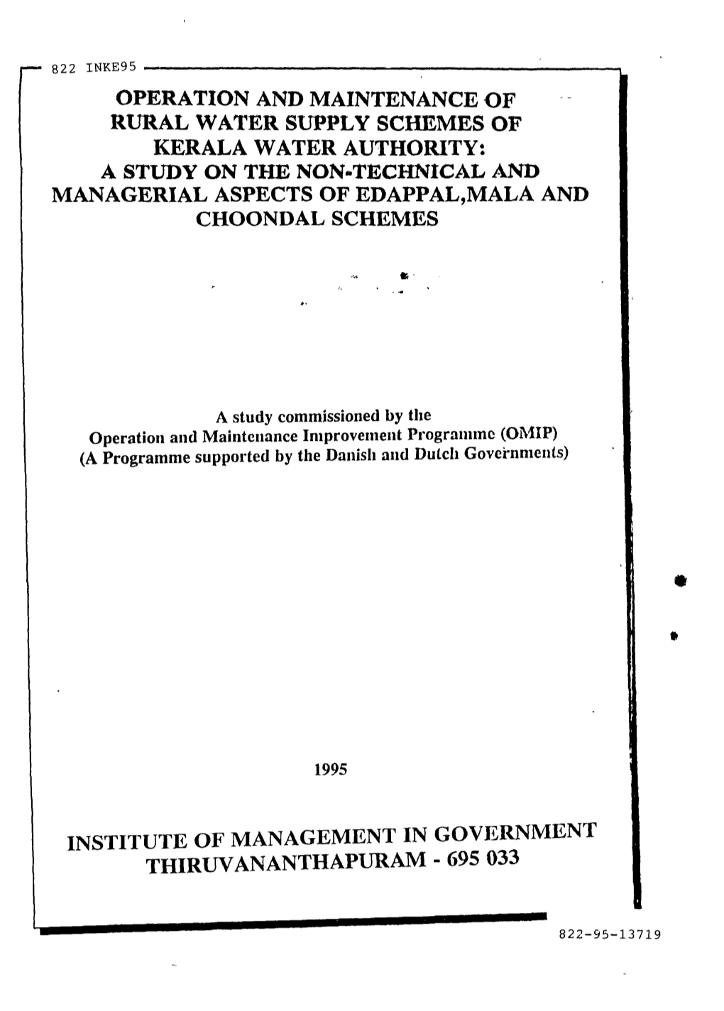 Operation and Maintenance of Rural Water Supply