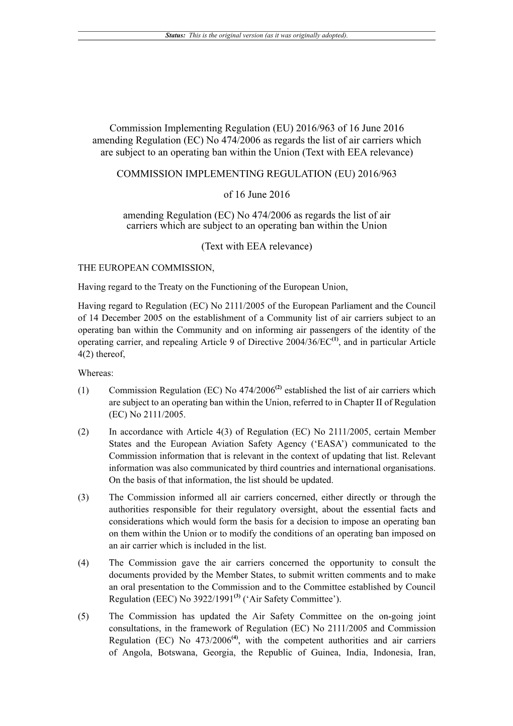 Commission Implementing Regulation (EU)