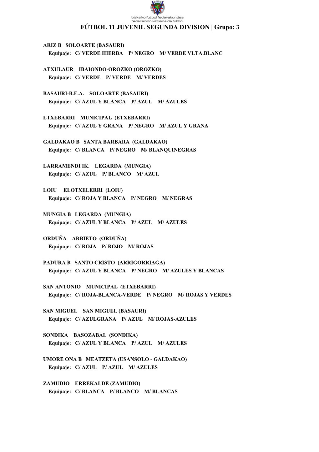 FÚTBOL 11 JUVENIL SEGUNDA DIVISION | Grupo: 3