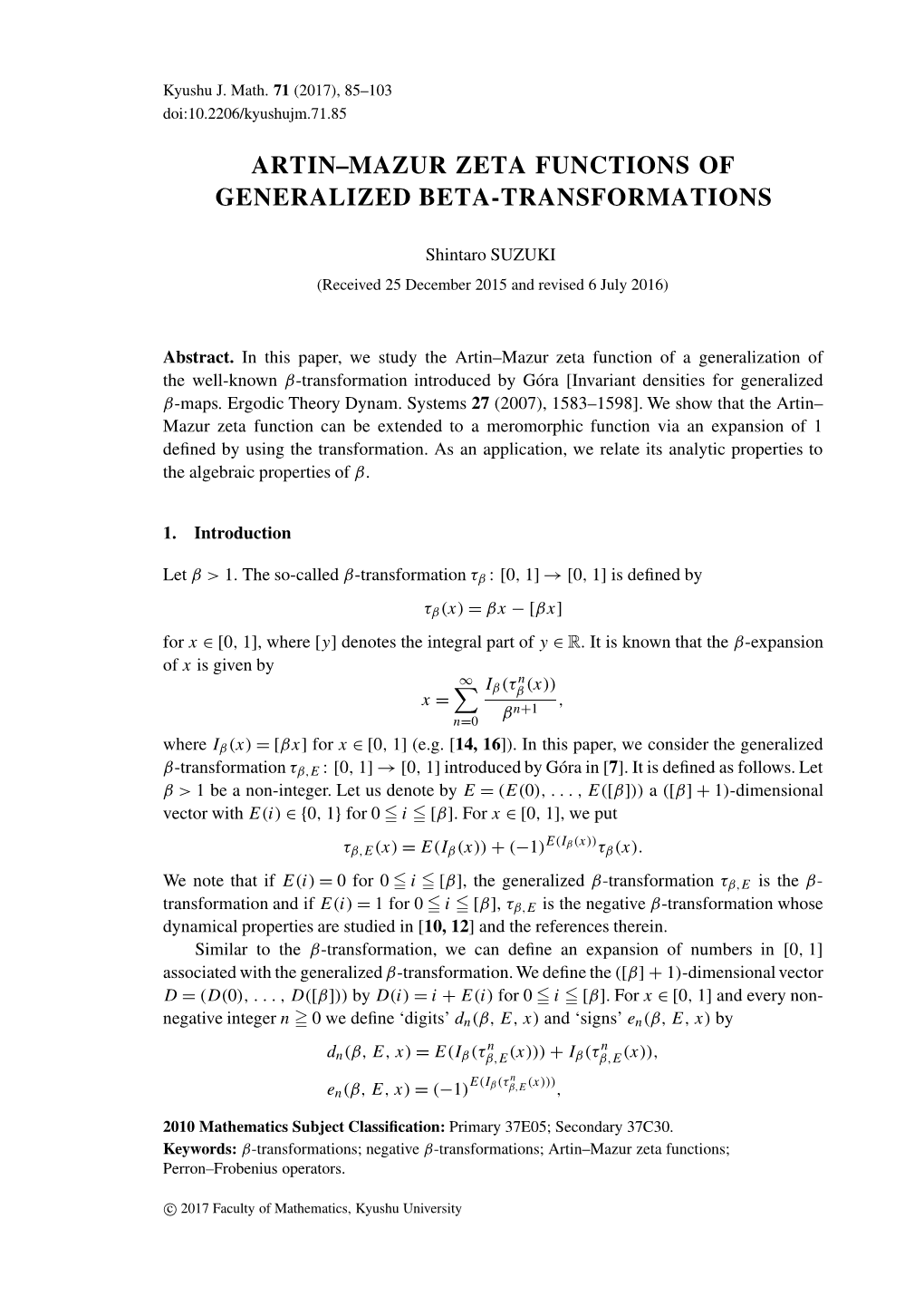 Artin–Mazur Zeta Functions of Generalized Beta-Transformations