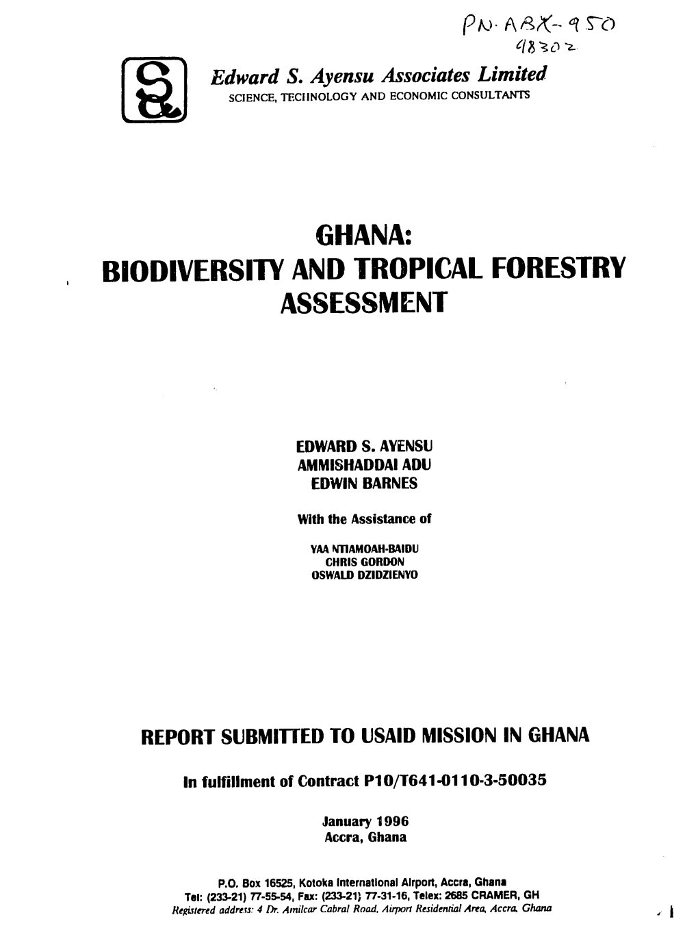 Ghana: Biodiversity and Tropical Forestry Assessment