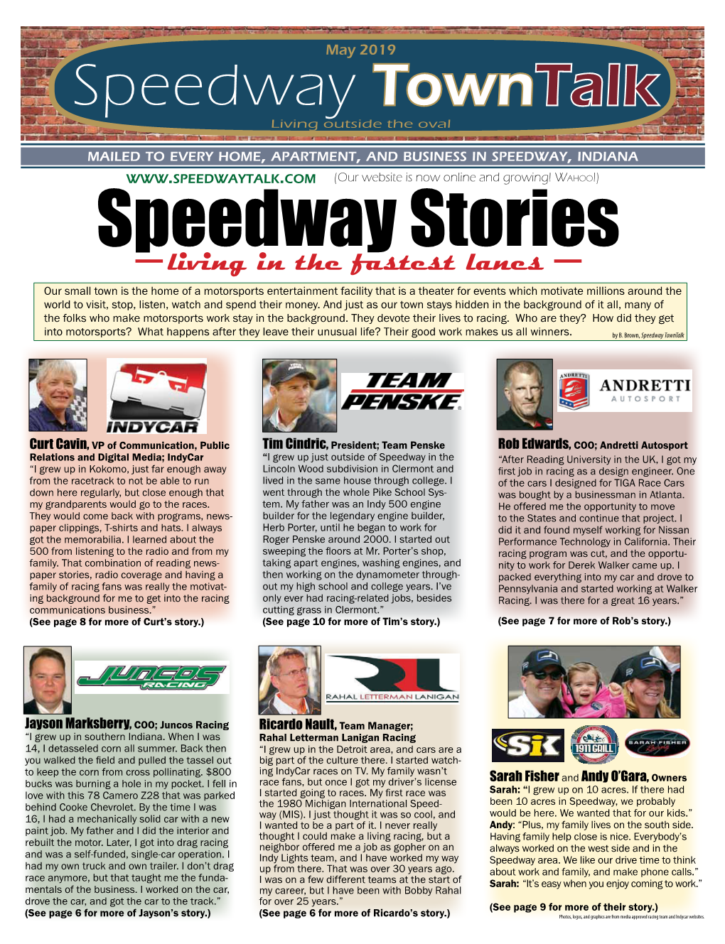 May 2019 Speedway Towntalk Living Outside the Oval