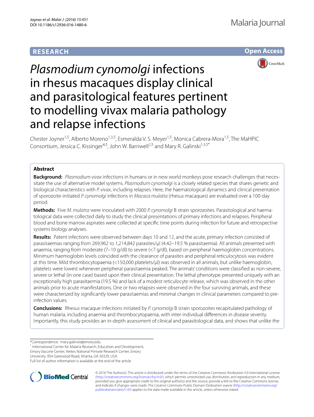 Plasmodium Cynomolgi