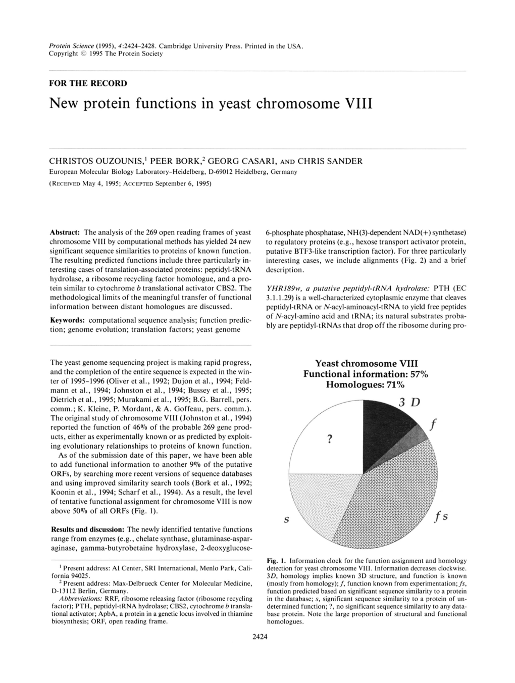 New Protein Functions in Yeast Chromosome VI11