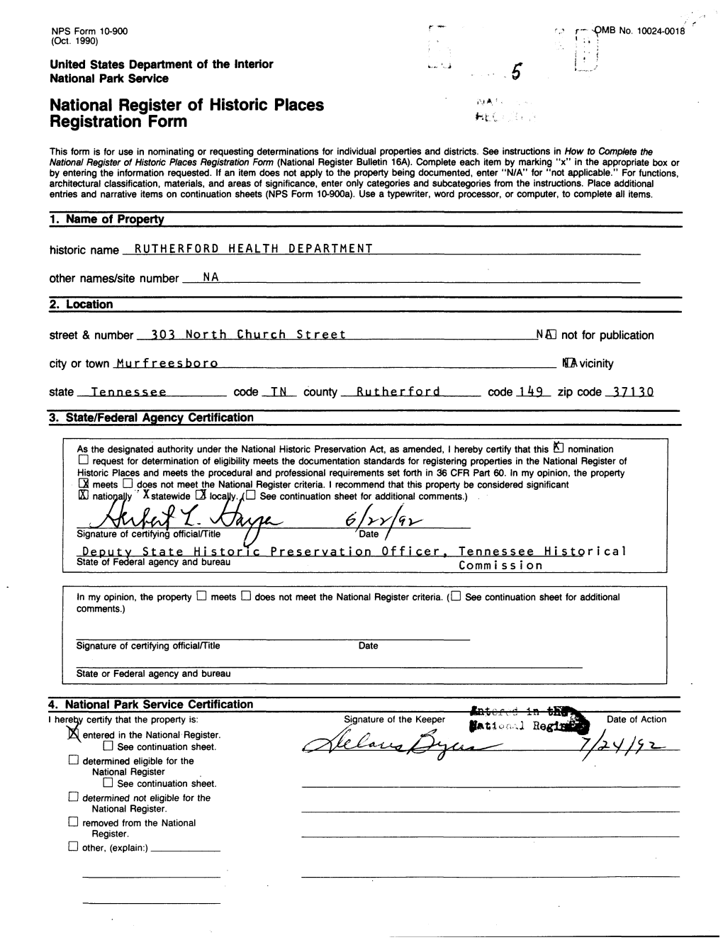 National Register of Historic Places * Registration Form Ht