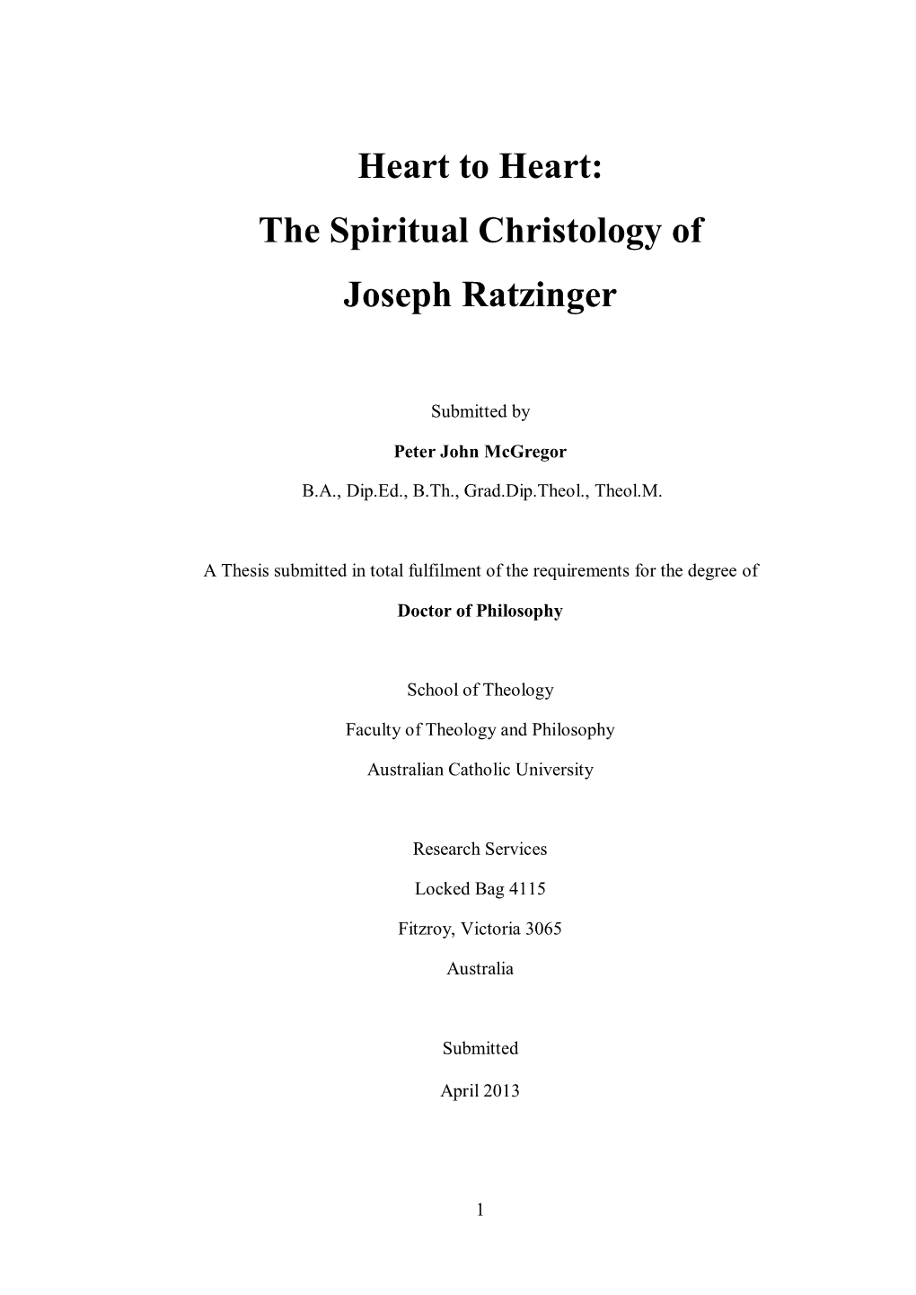 The Spiritual Christology of Joseph Ratzinger