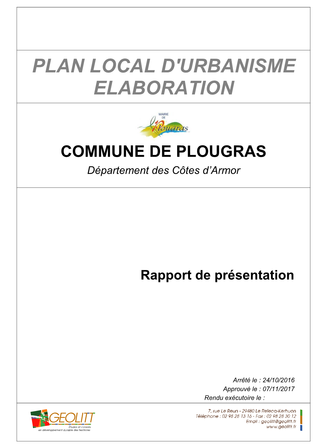 Plan Local D'urbanisme Elaboration