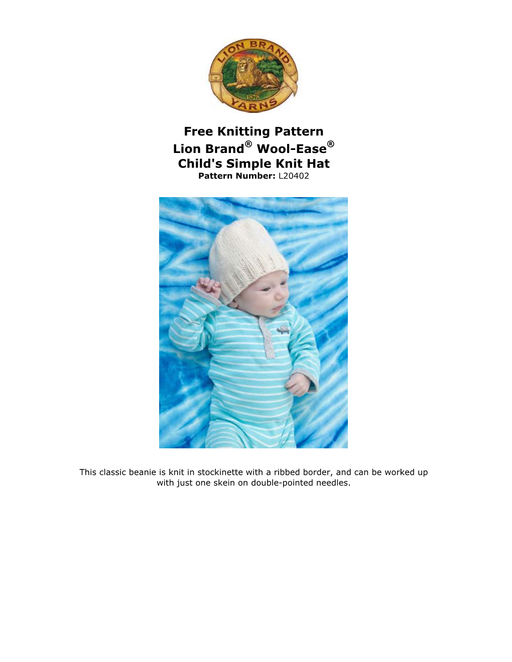 Free Knitting Pattern: Wool-Ease® Child's Simple Knit