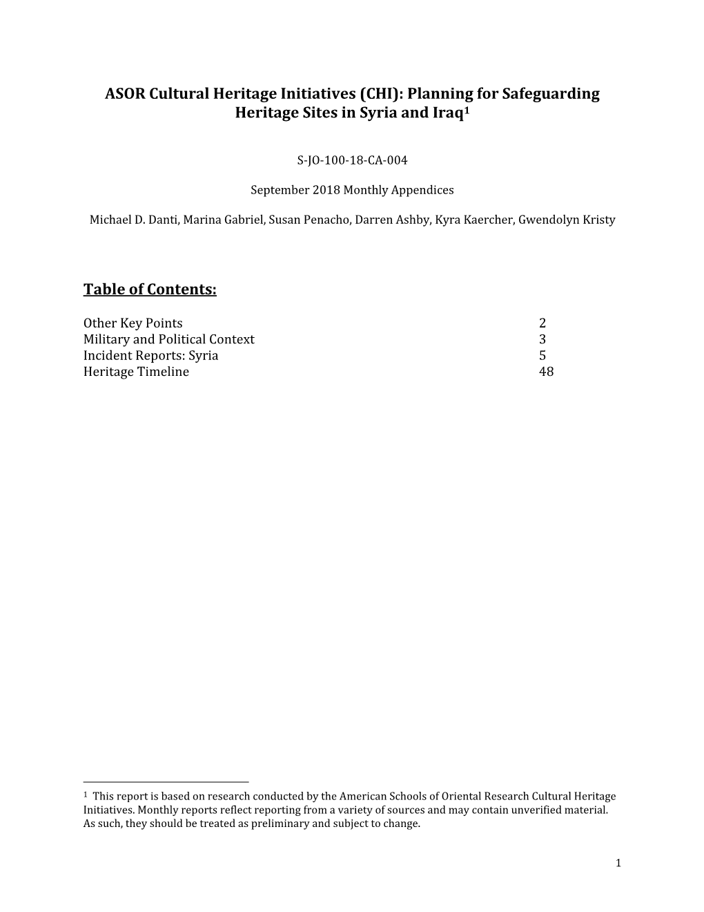 ASOR Cultural Heritage Initiatives (CHI): Planning for Safeguarding Heritage Sites in Syria and Iraq1