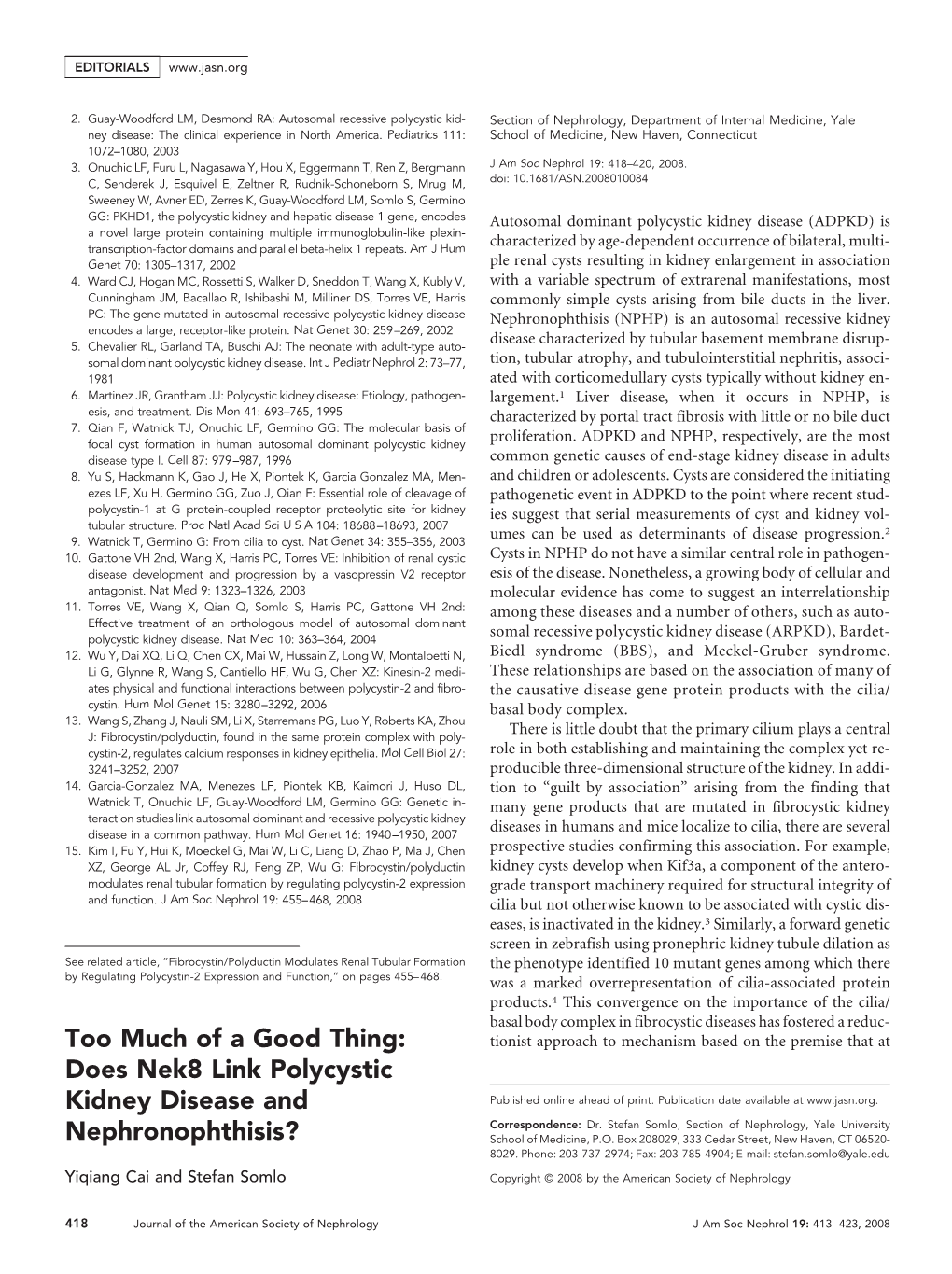 Does Nek8 Link Polycystic Kidney Disease and Published Online Ahead of Print