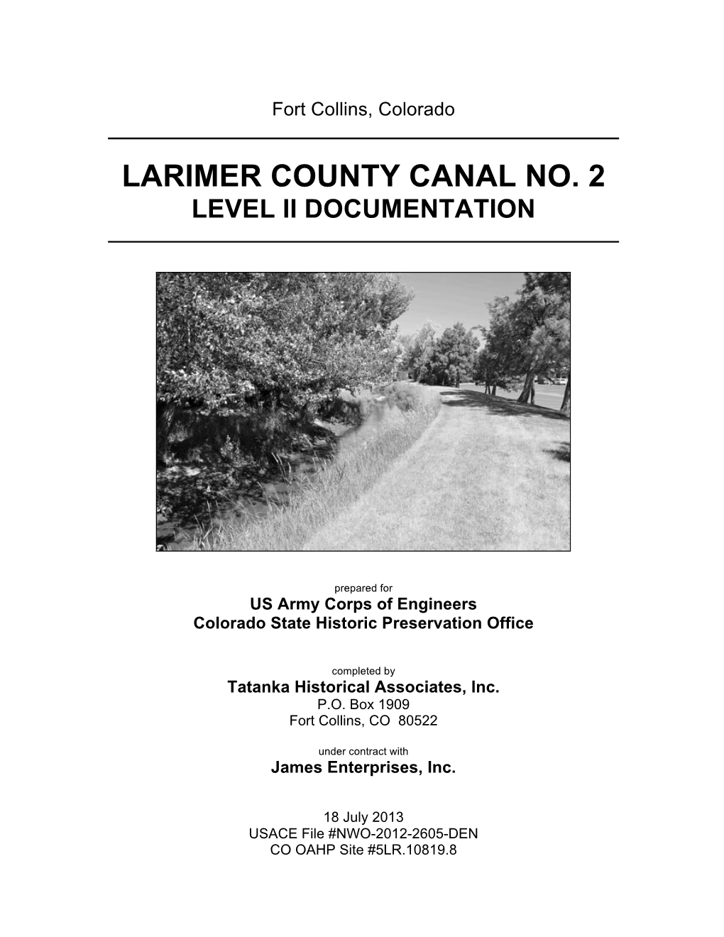 Larimer County Canal No. 2 Level Ii Documentation