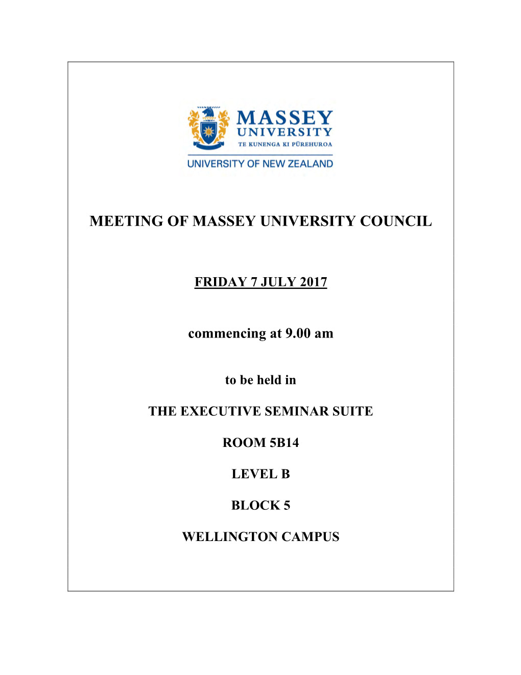 Meeting of Massey University Council