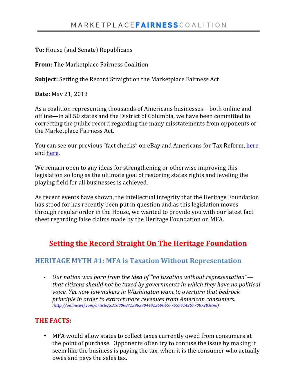 Setting the Record Straight on the Heritage Foundation