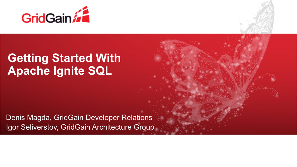 Getting Started with Apache Ignite SQL