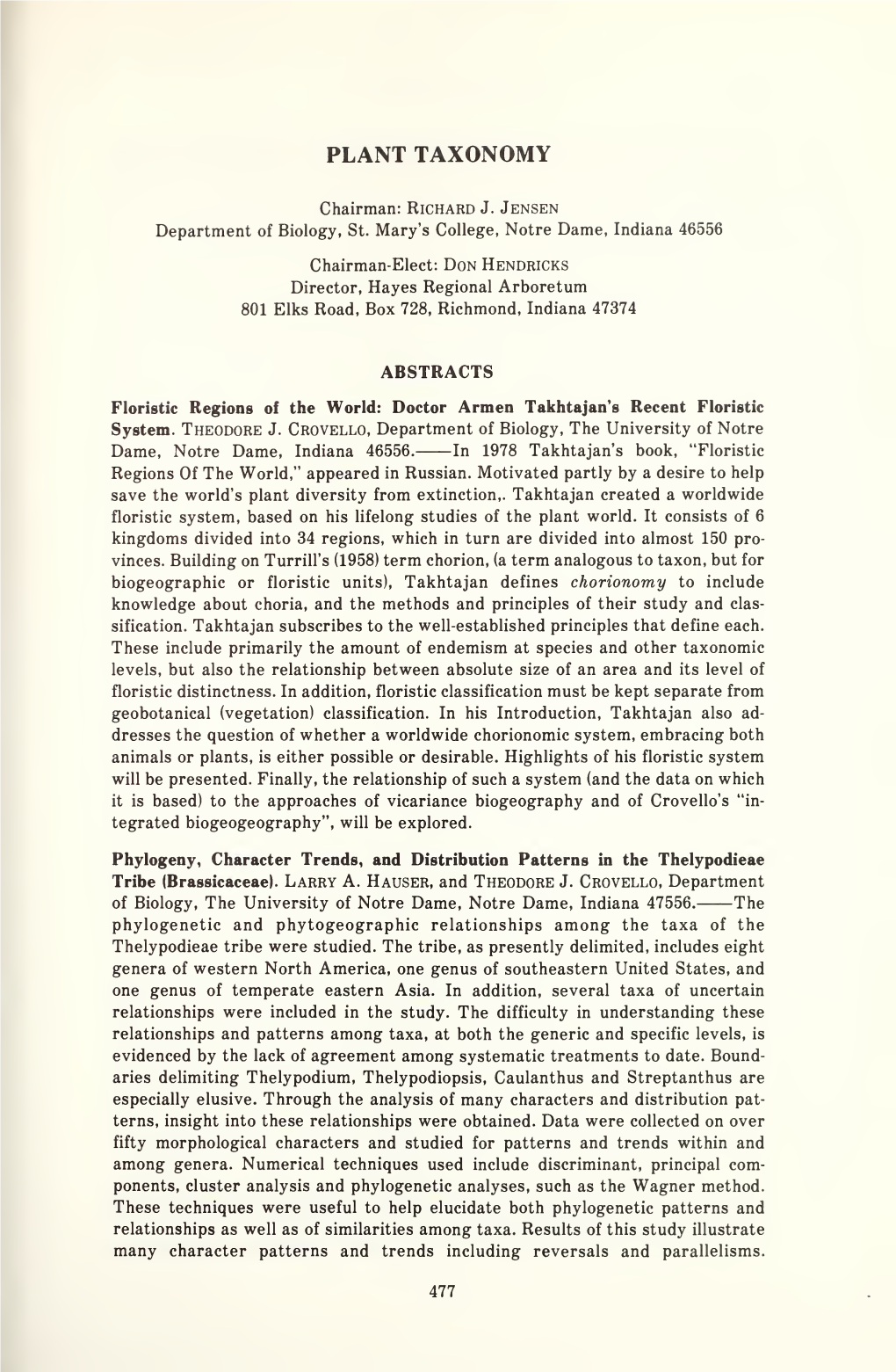 Proceedings of the Indiana Academy Of