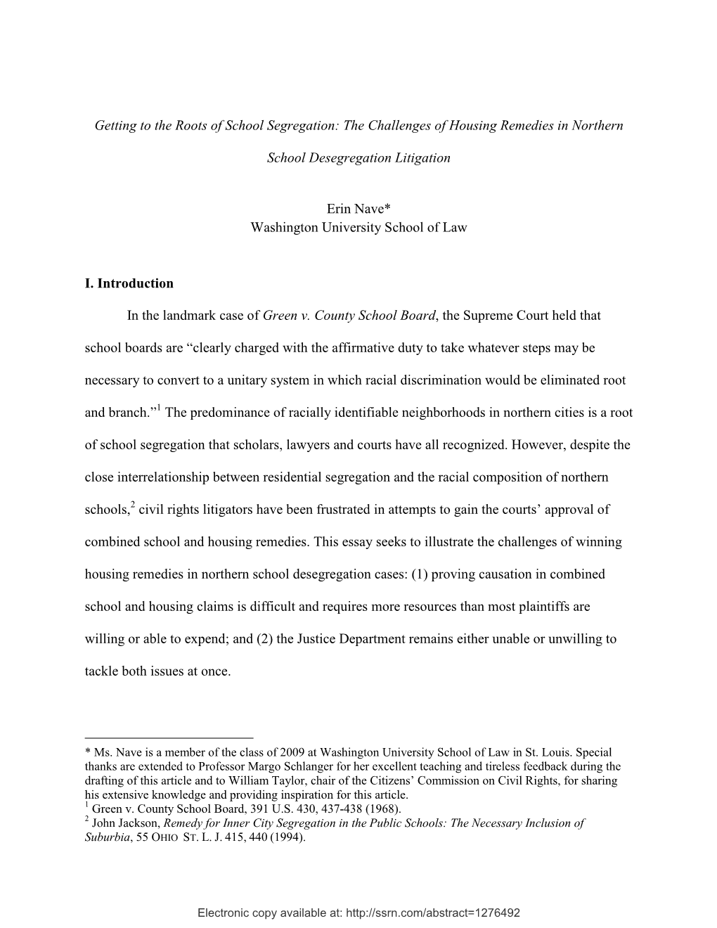 Getting to the Roots of School Segregation: the Challenges of Housing Remedies in Northern