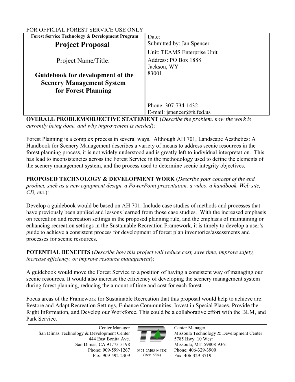 Forest Service Technology & Development Program s1