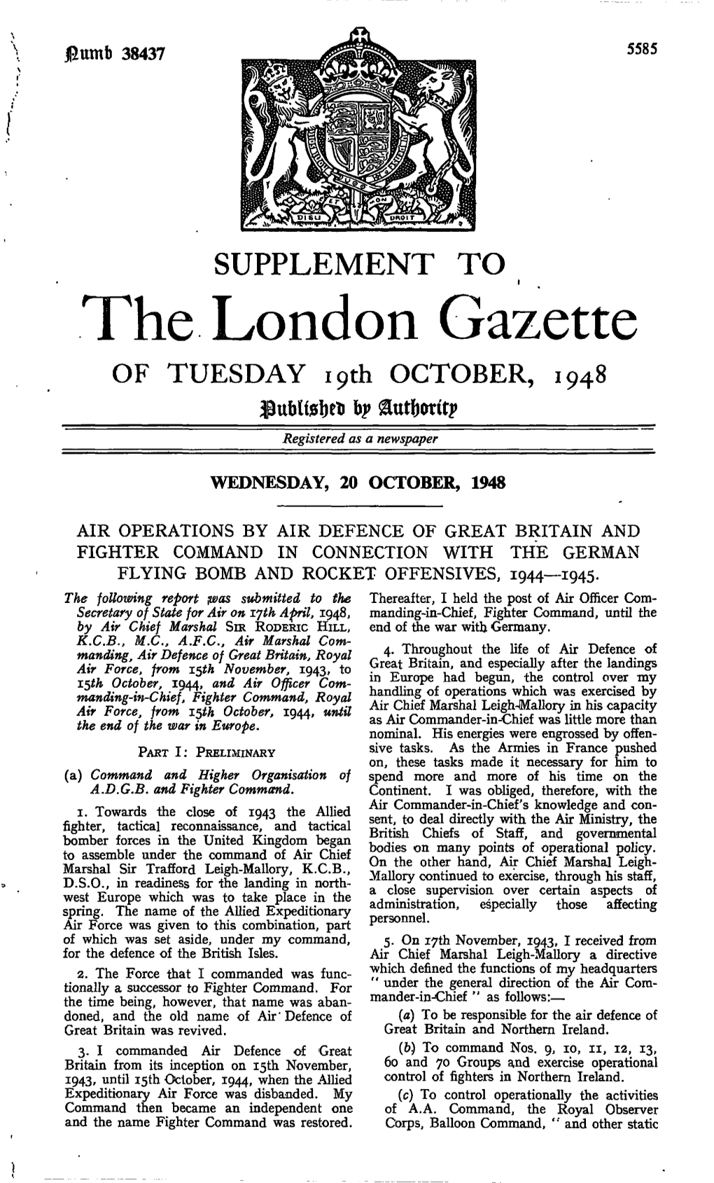 The London Gazette of TUESDAY I9th OCTOBER, 1948 B? Registered As a Newspaper