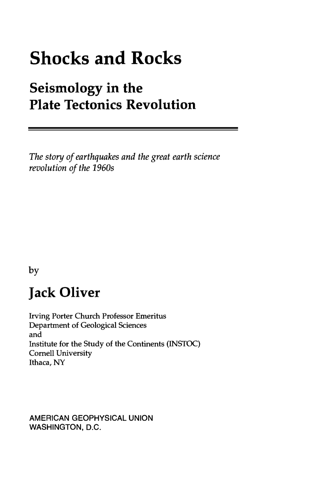 Shocks and Rocks Seismology In