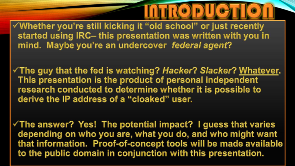 De-Cloaking Ip Addresses On