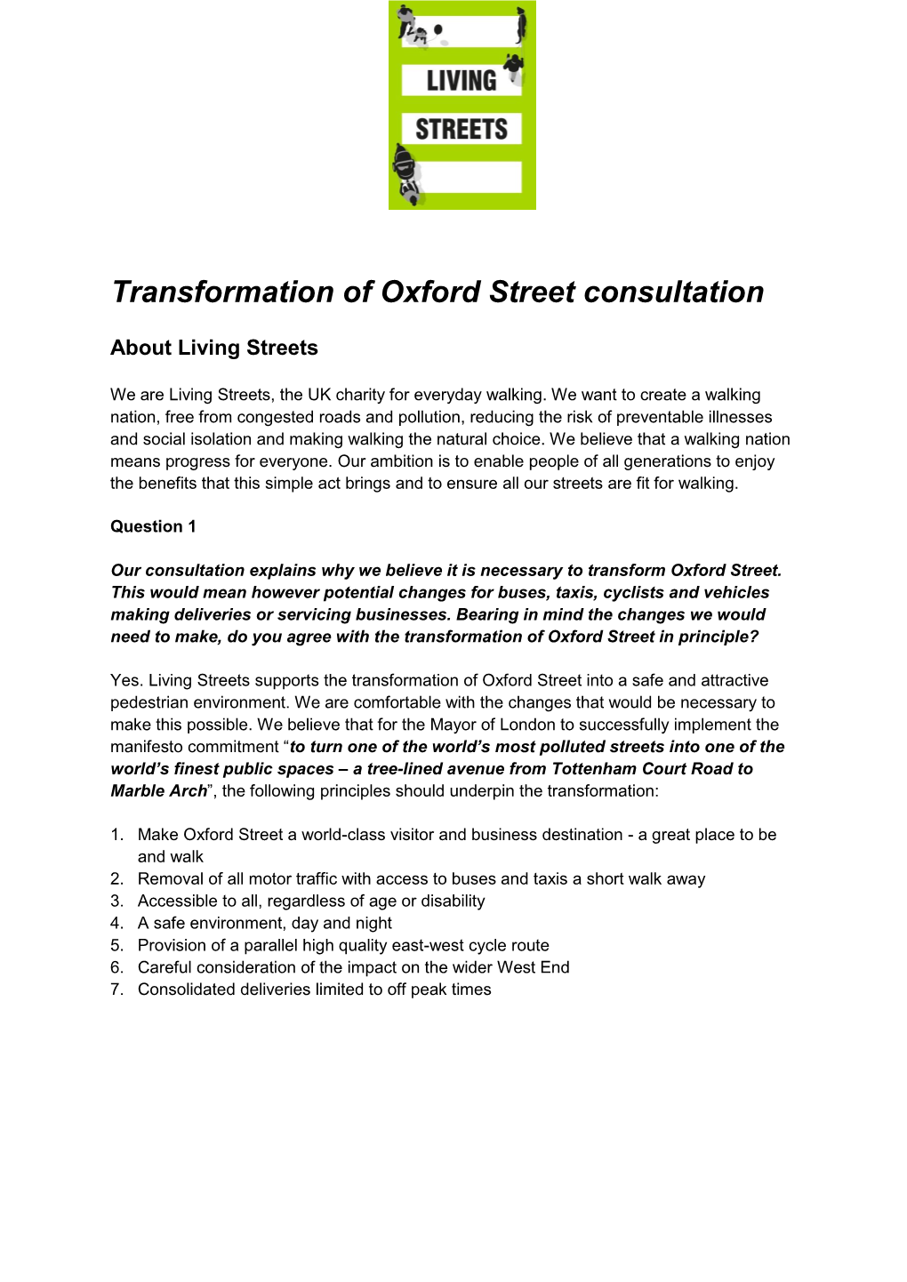 Transformation of Oxford Street Consultation