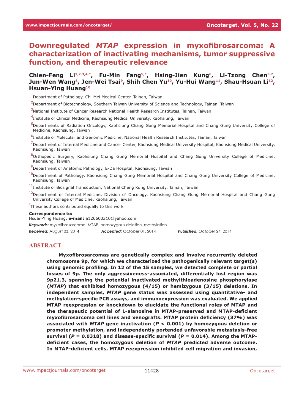 Downregulated MTAP Expression in Myxofibrosarcoma: a Characterization of Inactivating Mechanisms, Tumor Suppressive Function, and Therapeutic Relevance