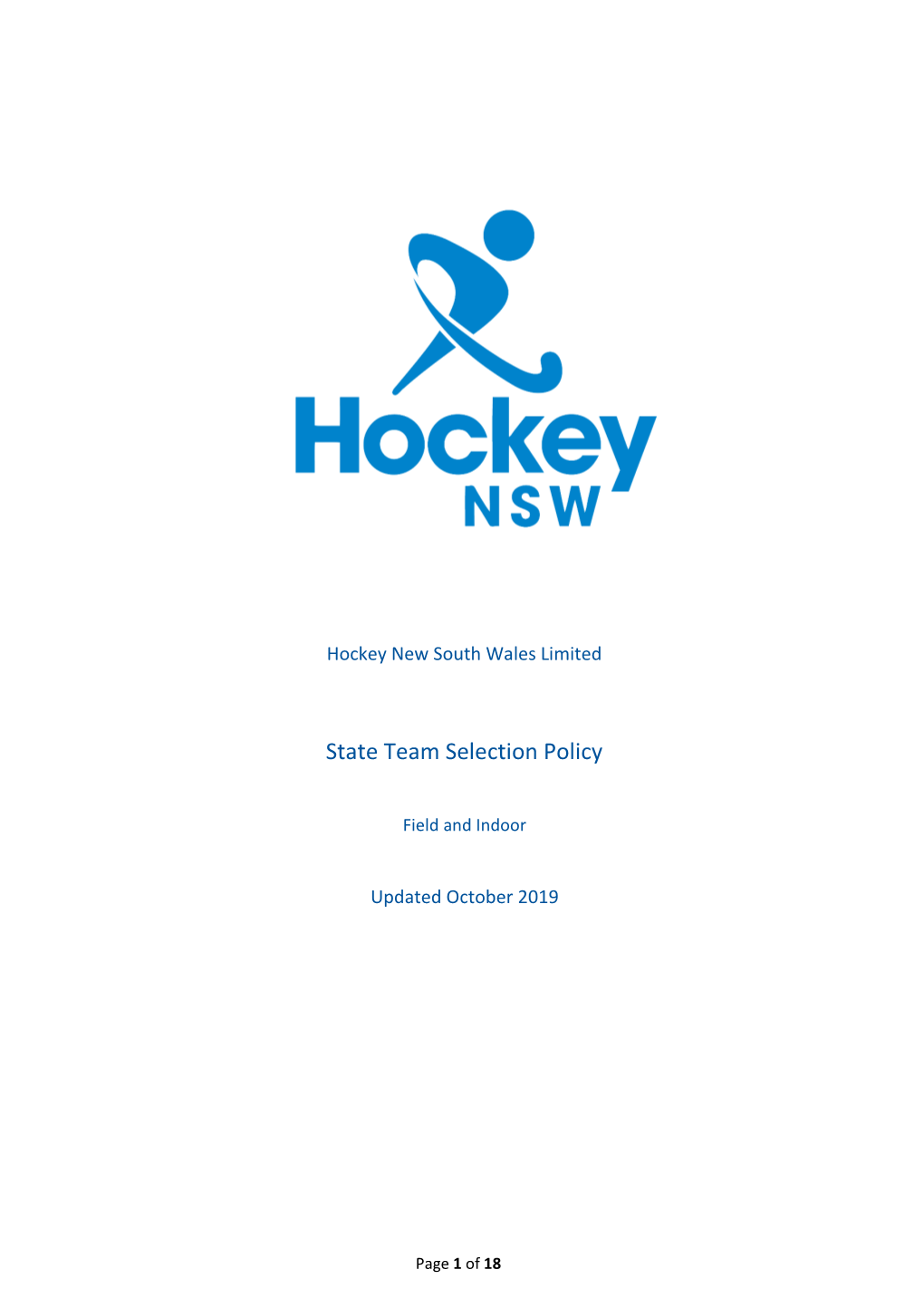 Hockey NSW State Team Selection Policy