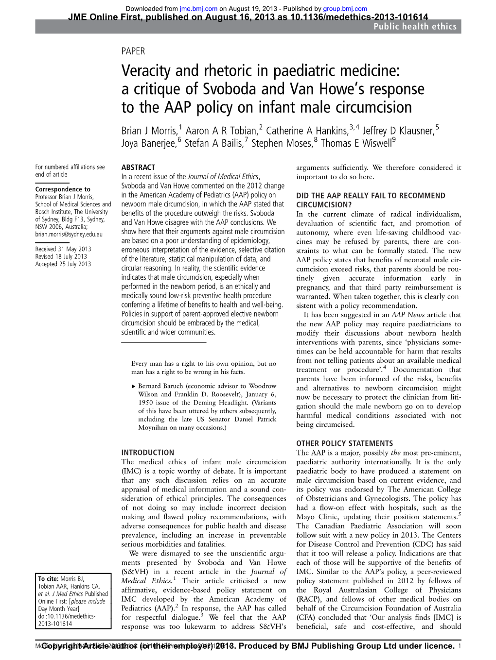 A Critique of Svoboda and Van Howets Response to the AAP Policy