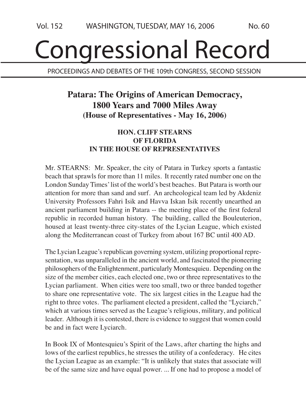 Congressional Record PROCEEDINGS and DEBATES of the 109Th CONGRESS, SECOND SESSION