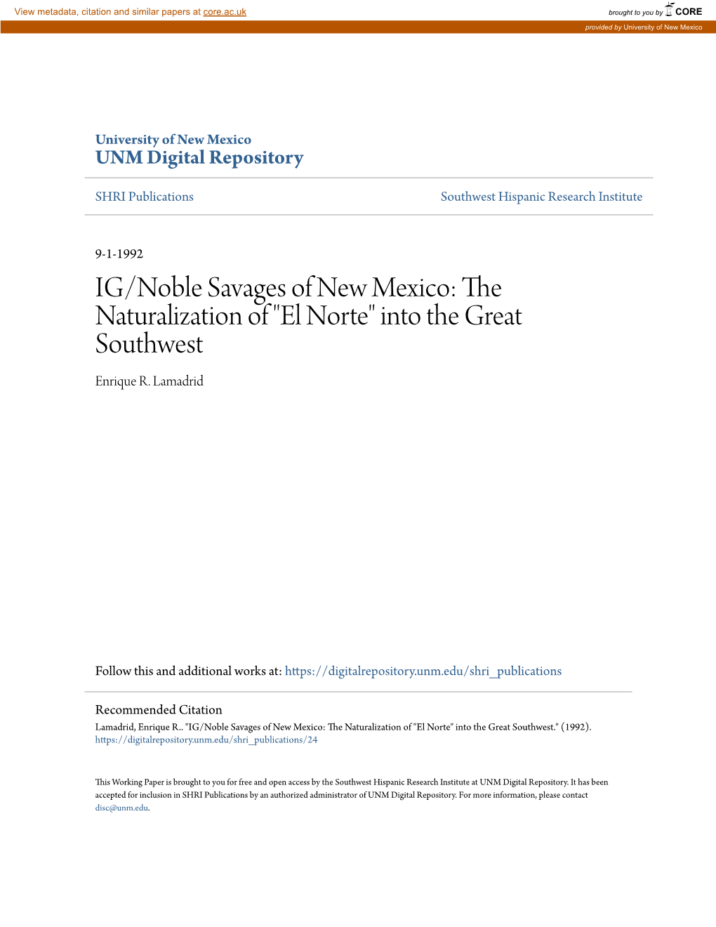 IG/Noble Savages of New Mexico: the Naturalization of 