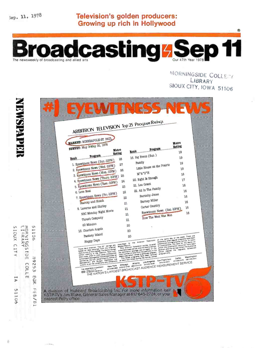 Broadcastingthe Newsweekly of Broadcasting and Allied Arts Our 47Th Year 1978