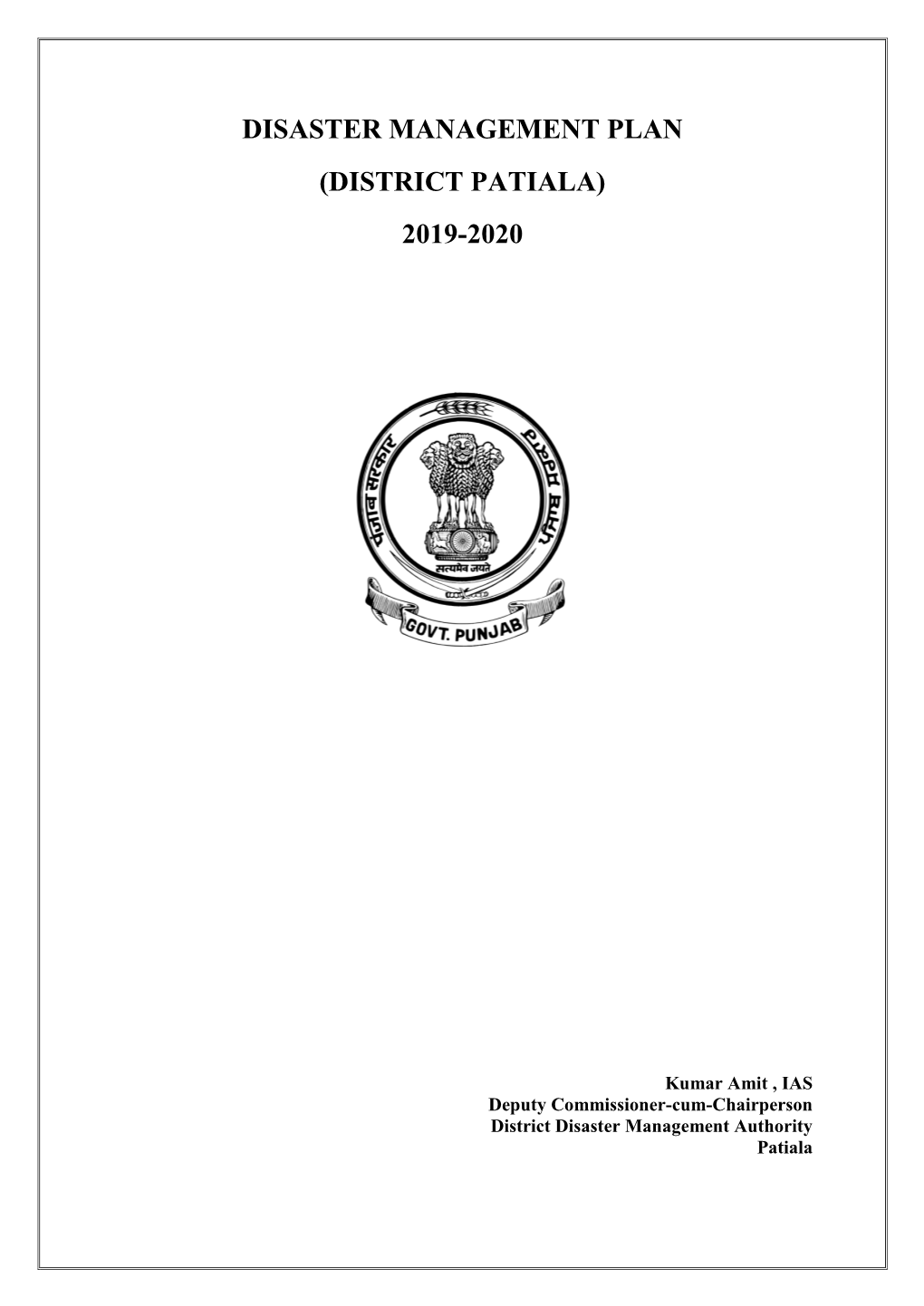 Disaster Management Plan (District Patiala) 2019-2020