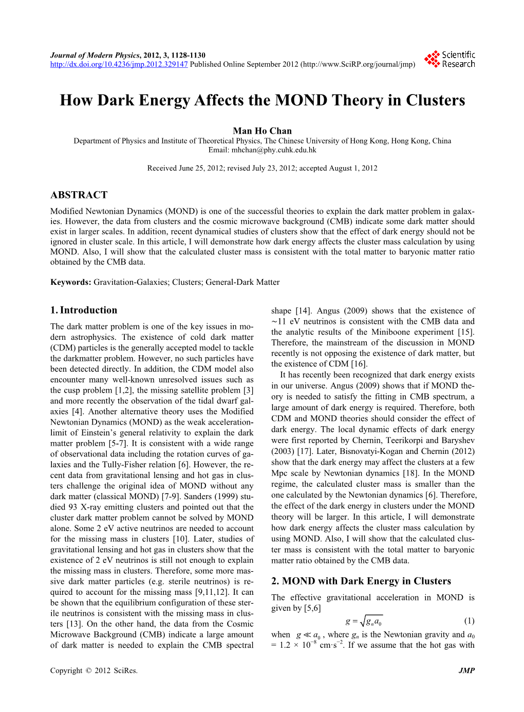 How Dark Energy Affects the MOND Theory in Clusters