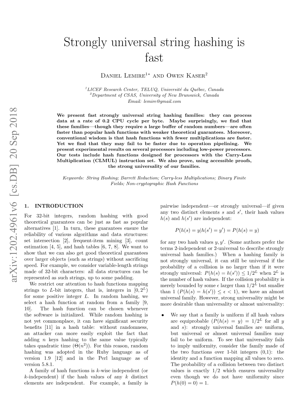 Strongly Universal String Hashing Is Fast