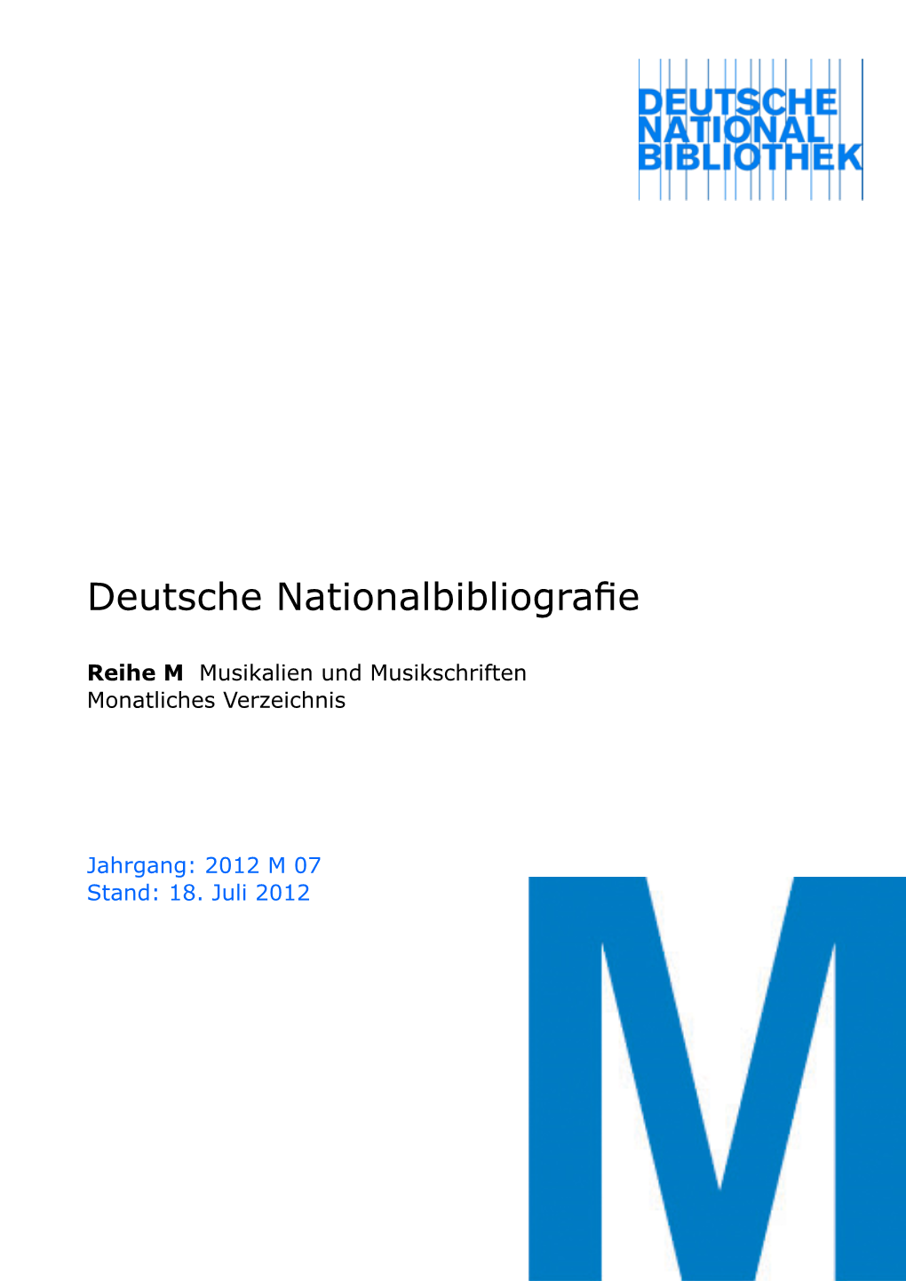 Deutsche Nationalbibliografie 2012 M 07