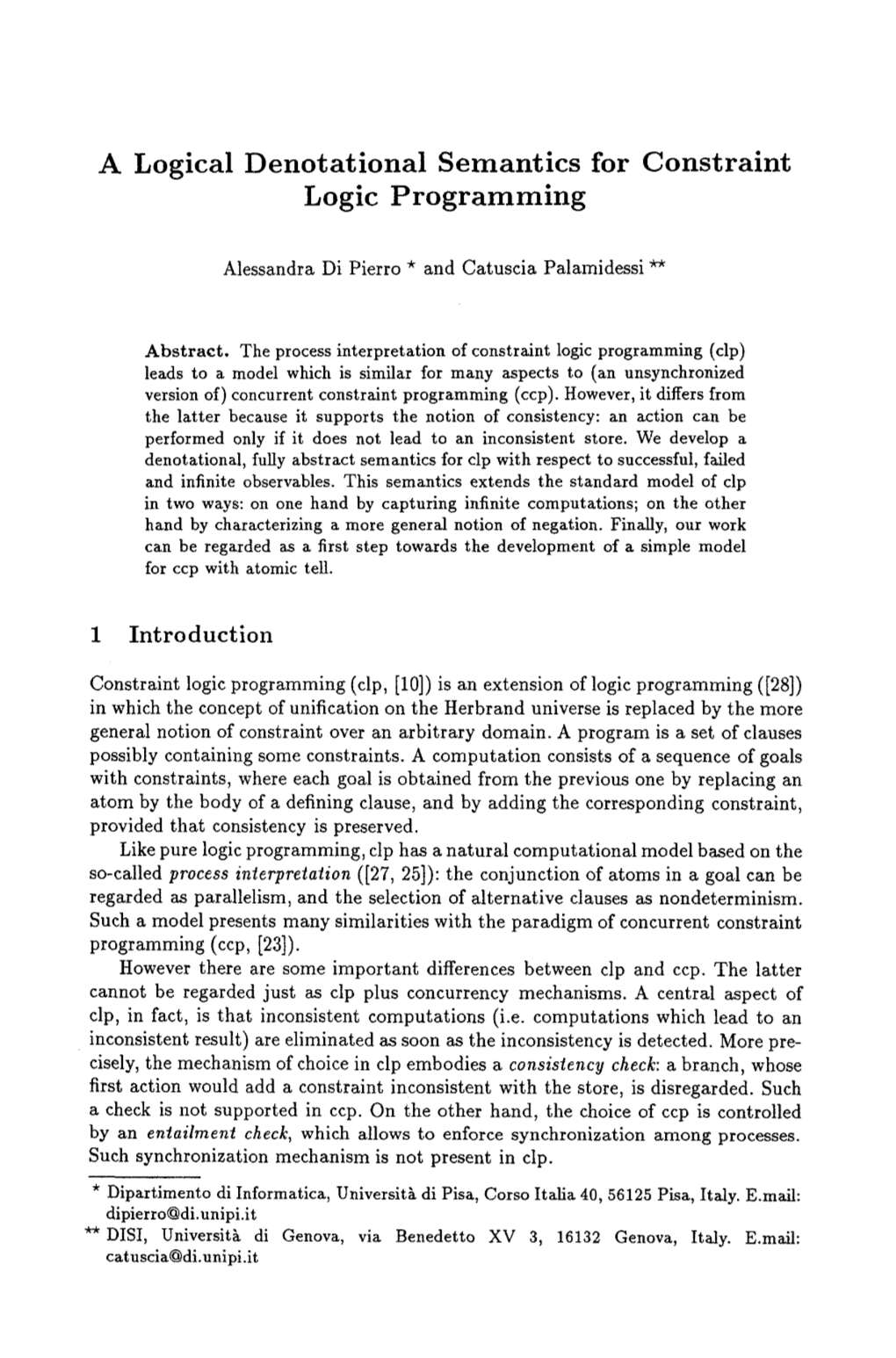 A Logical Denotational Semantics for Constraint Logic Programming