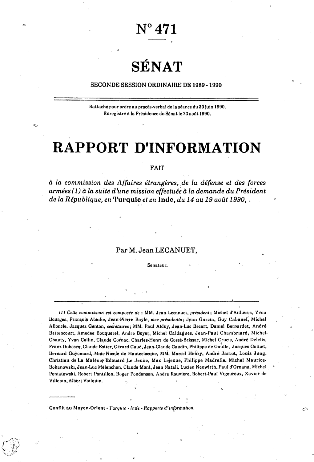 Senat Rapport D'information