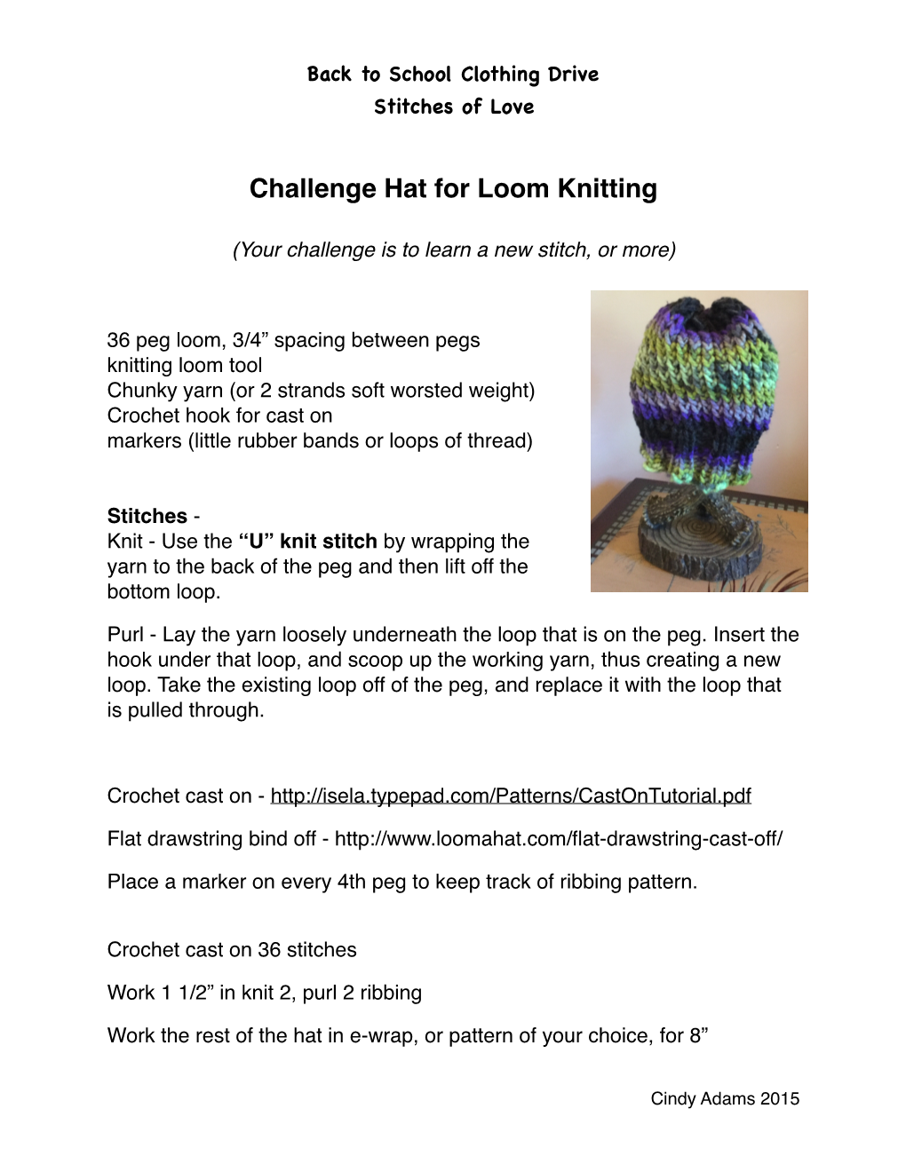 Challenge Hat for Loom Knitting