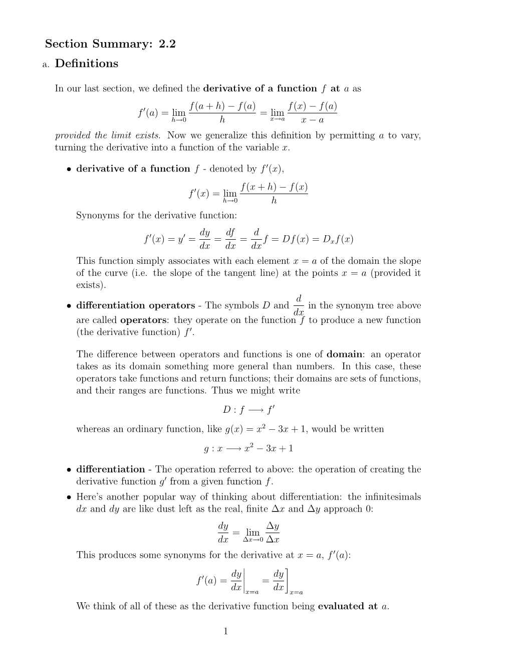 Section Summary: 2.2 A. Definitions