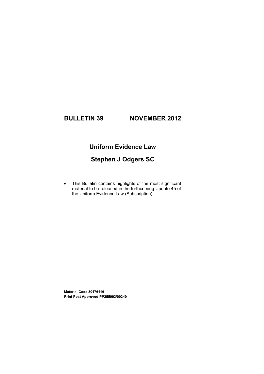 Uniform Evidence Law