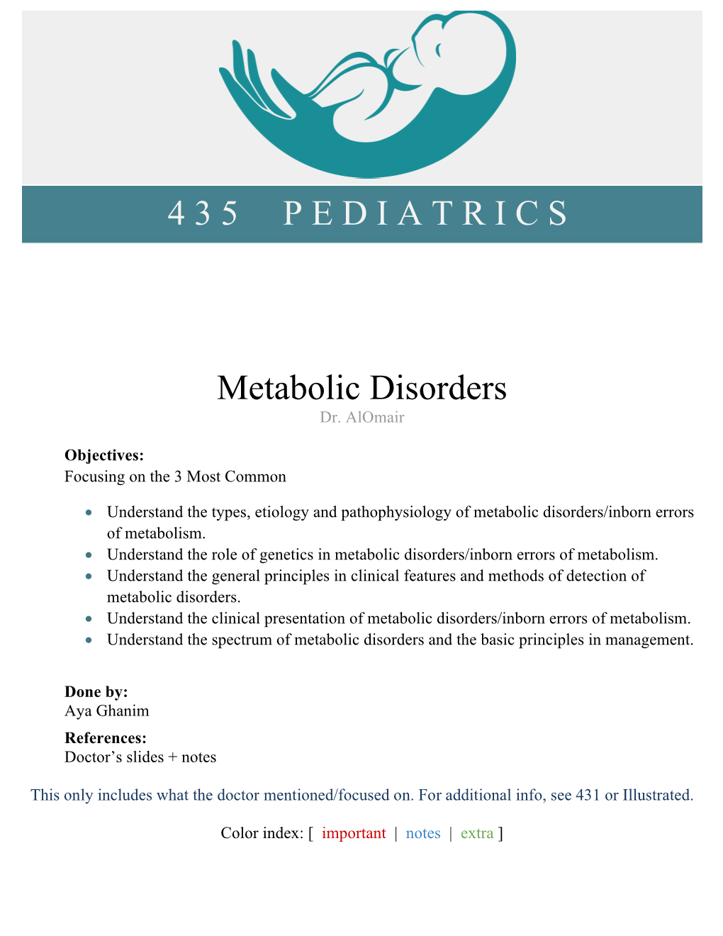 Metabolic Disorders 4 3 5 P E D I a T R I