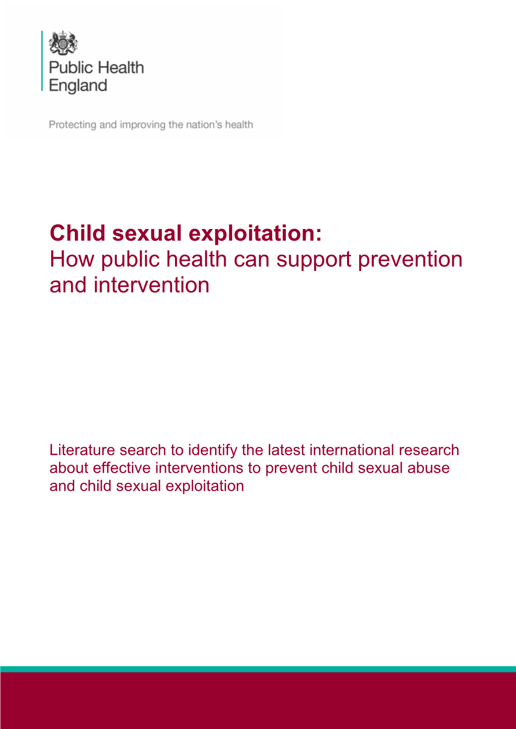 Child Sexual Exploitation: How Public Health Can Support Prevention and Intervention