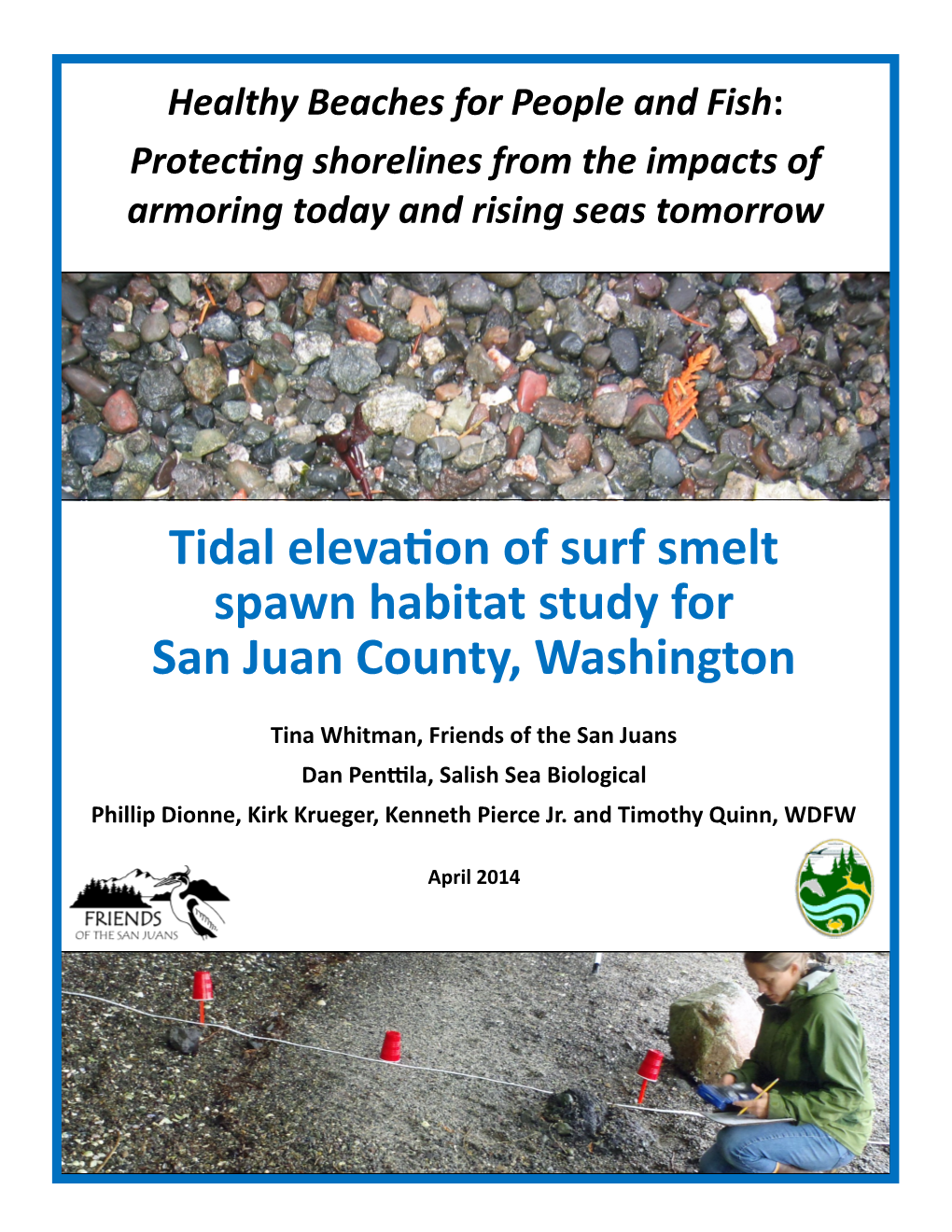 Tidal Elevation of Surf Smelt Spawn Habitat Study for San Juan County, Washington