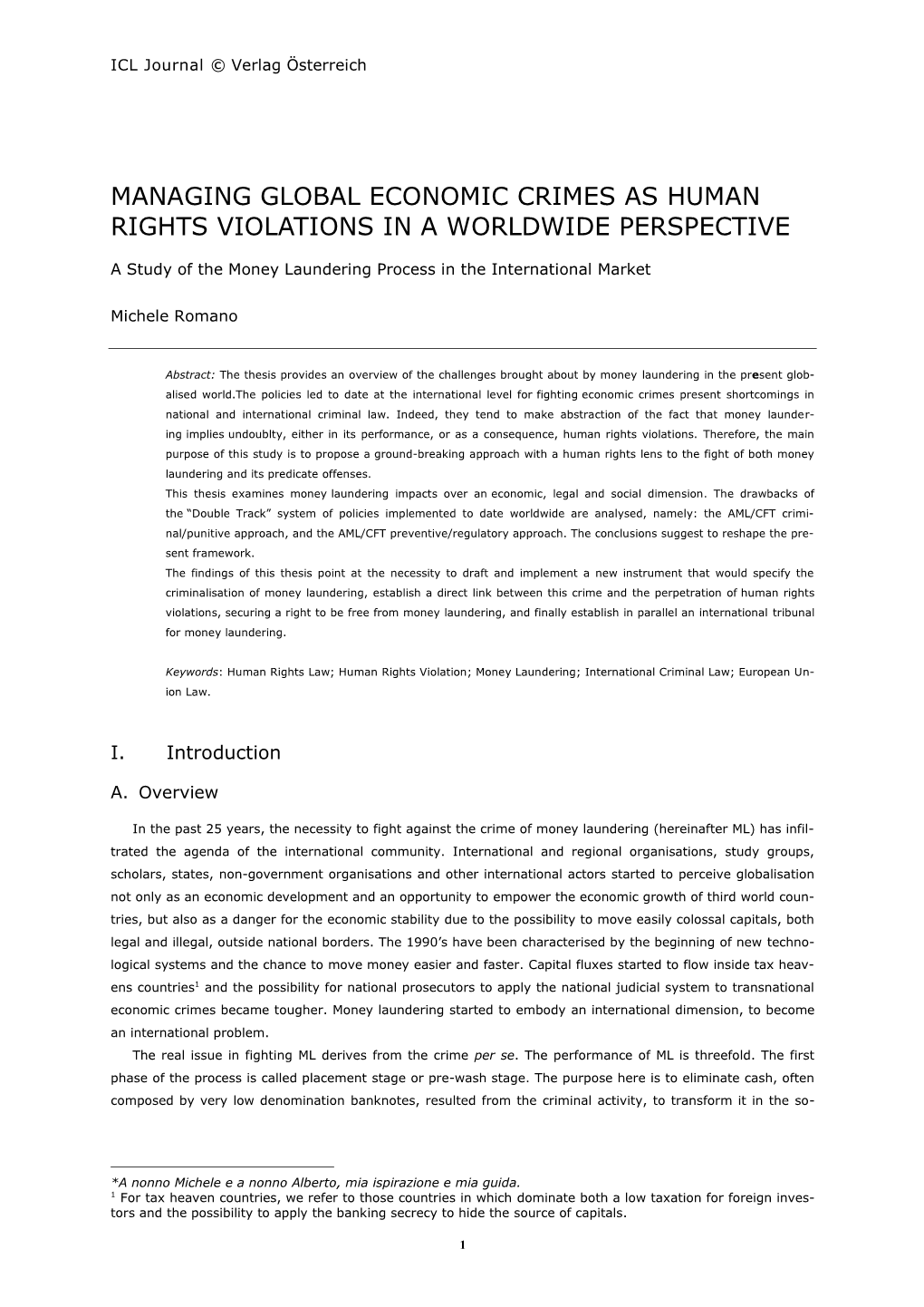 Managing Global Economic Crimes As Human Rights Violations in a Worldwide Perspective