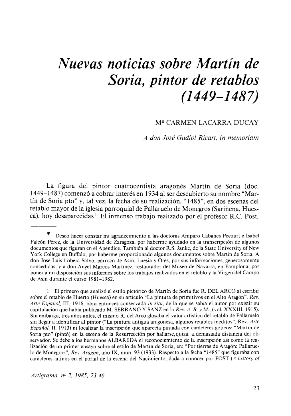 Iyuevas Noticias Sobre Martín De Soria, Pintor De Retablos (144E-1487)