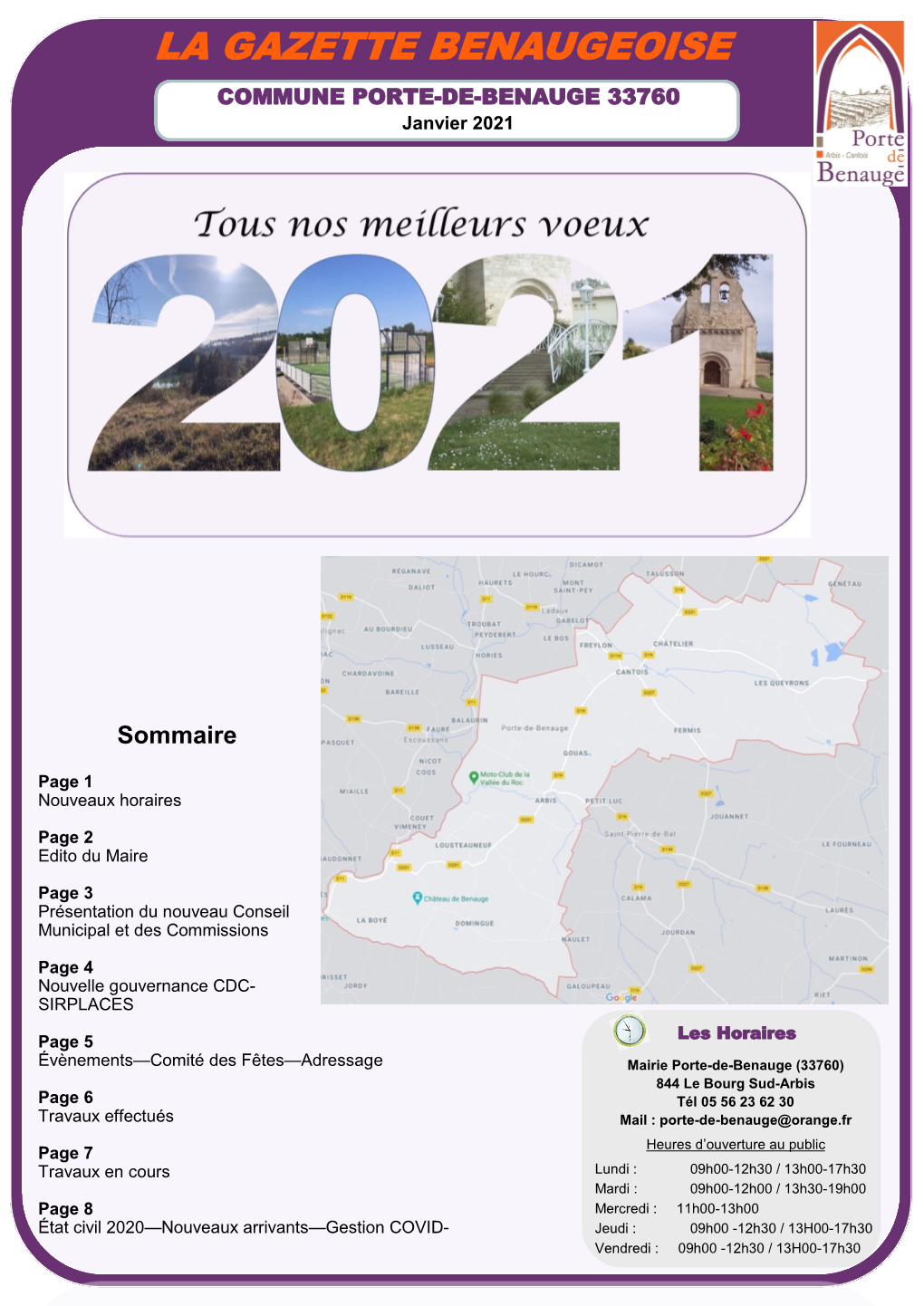 LA GAZETTE BENAUGEOISE COMMUNE PORTE-DE-BENAUGE 33760 Janvier 2021