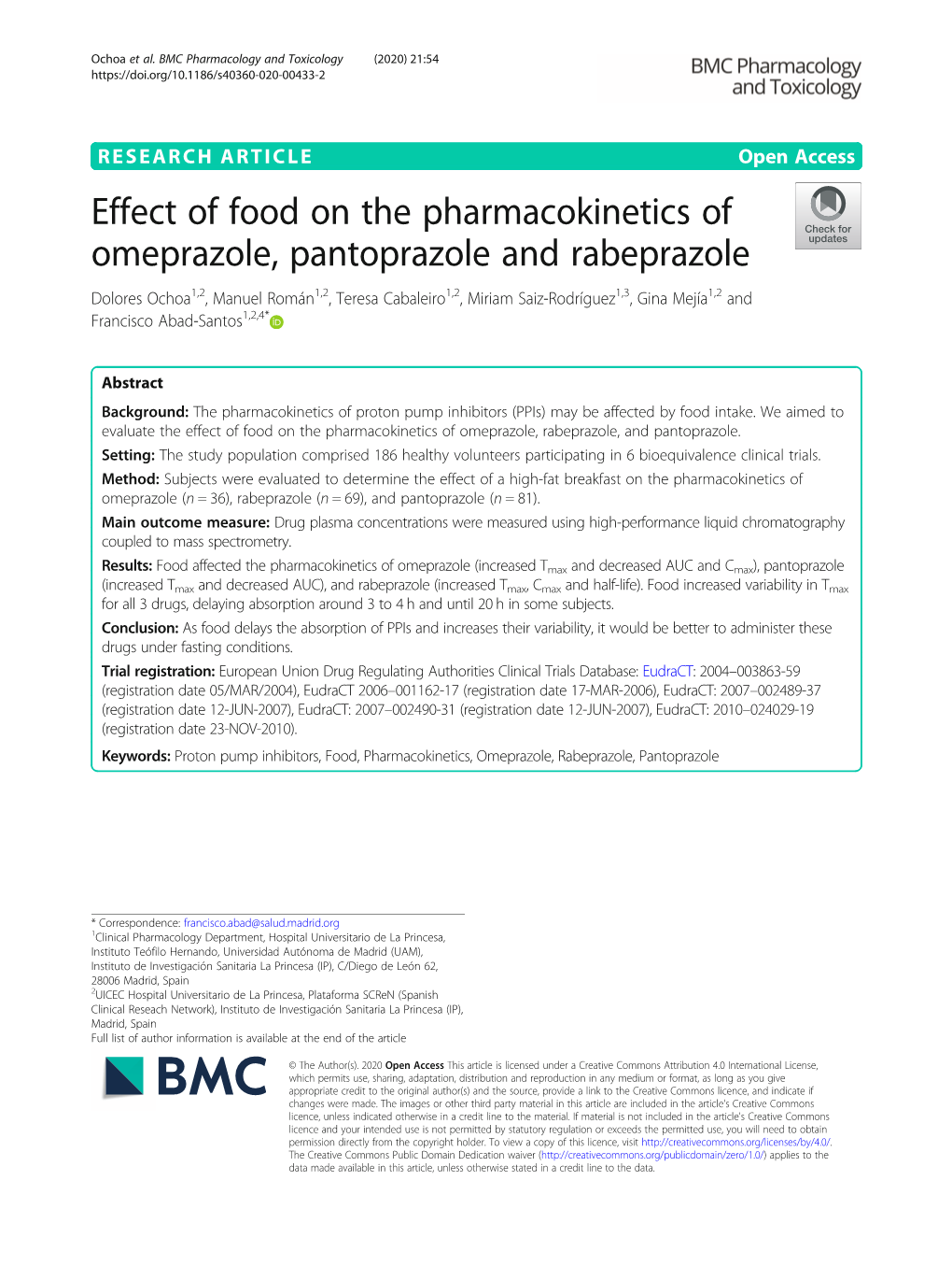 Effect of Food on the Pharmacokinetics of Omeprazole, Pantoprazole And